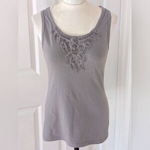 Z Gray Lace Detail Women's Tank Top